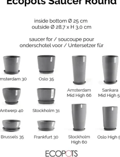 Ecopots kunststof stockholm schotel 28.7x3 cm grijs