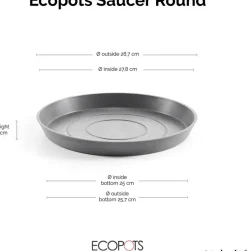 Ecopots kunststof stockholm schotel 28.7x3 cm grijs