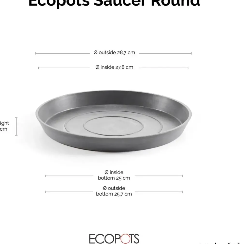 Ecopots kunststof stockholm schotel 28.7x3 cm grijs