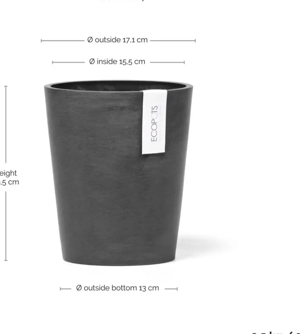Ecopots Morinda Donkergrijs Ø17,1 x H19,5 cm