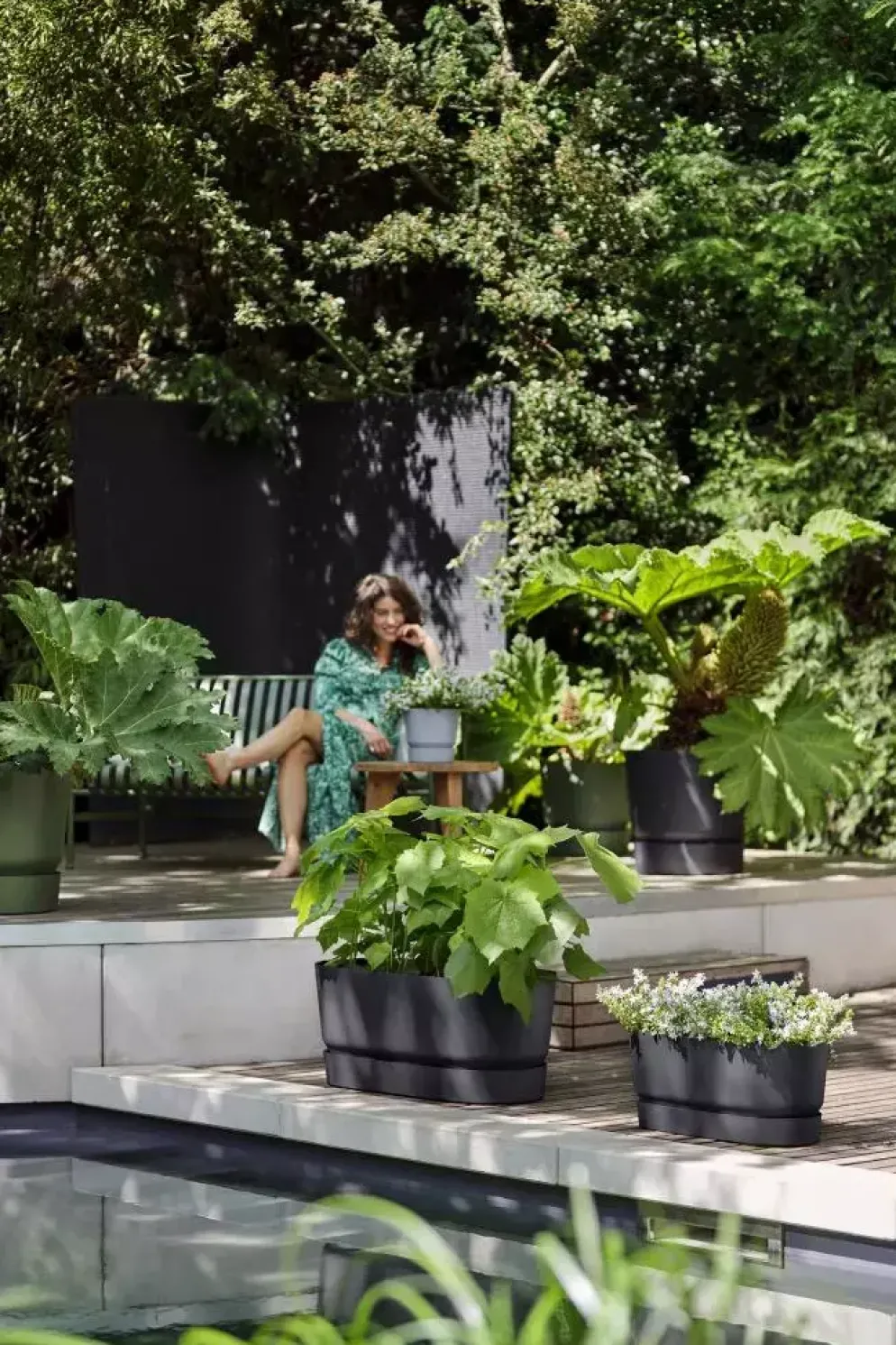 Elho Greenville terrace Trough kunststof bloembak 80 living black