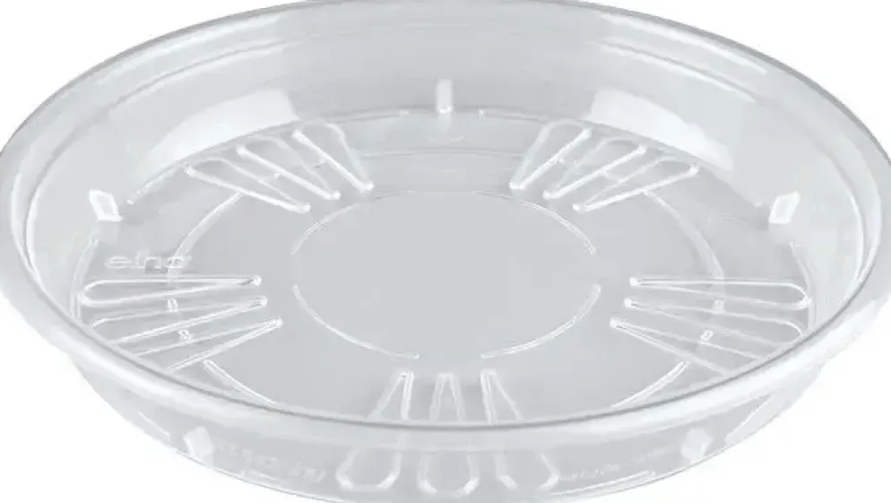Elho uni-schotel rond 18 cm transparant