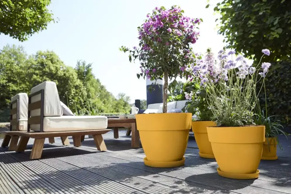 Elho Vibia Campana bloempot rond 35 cm honinggeel