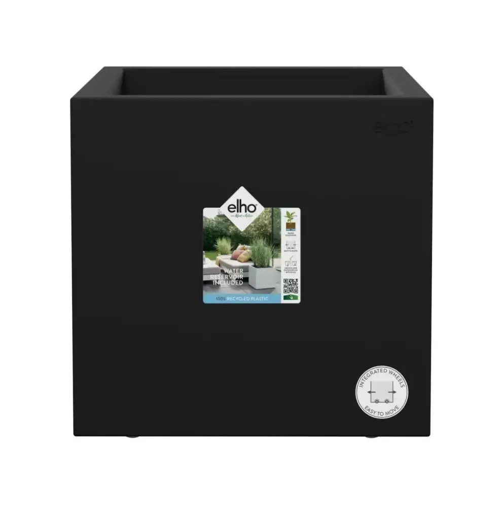 Elho Vivo next vierkant plantenbak met wielen 30cm living black