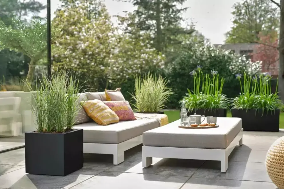 Elho Vivo next vierkant plantenbak met wielen 30cm living black