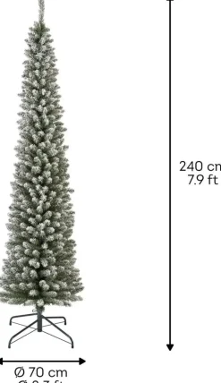 Everlands Pencil pine grote kunstkerstboom besneeuwd groen 240cm