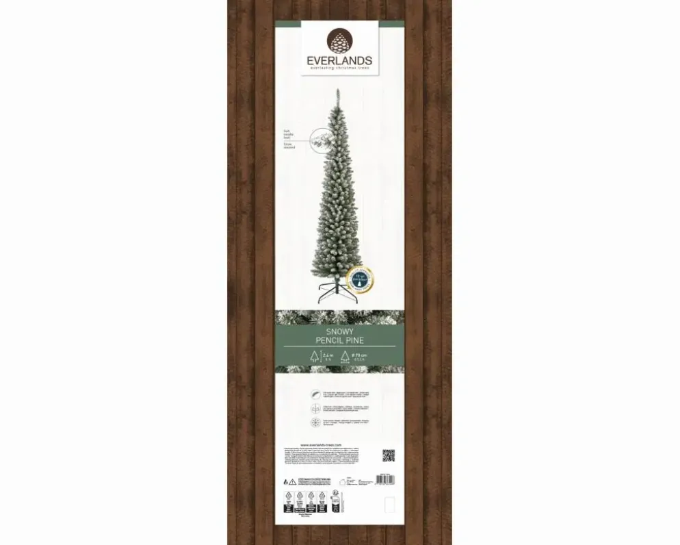 Everlands Pencil pine grote kunstkerstboom besneeuwd groen 240cm