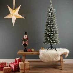 Everlands Pencil pine kunstkerstboom besneeuwd groen 150cm