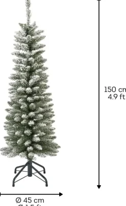 Everlands Pencil pine kunstkerstboom besneeuwd groen 150cm