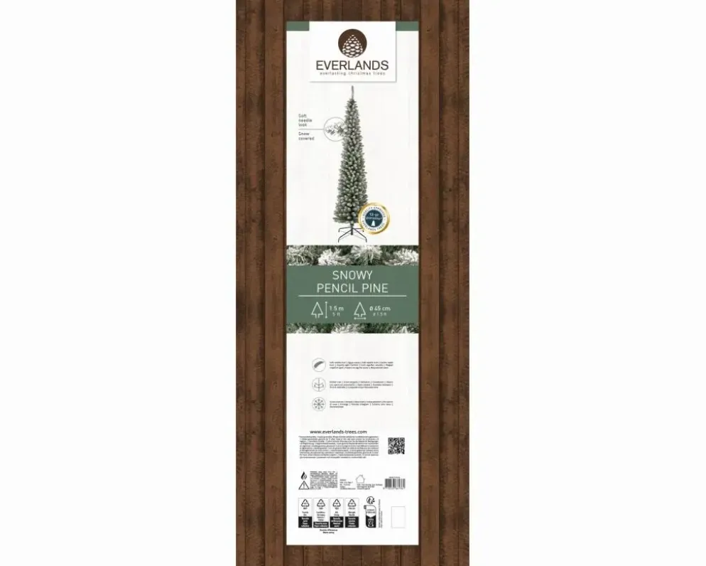 Everlands Pencil pine kunstkerstboom besneeuwd groen 150cm