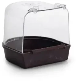 Fauna vogelbadhuisje plastic 13x13x13cm bruin/transparant