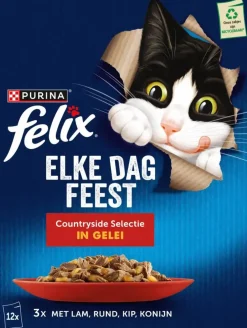 FELIX Elke Dag Feest Countryside Selectie in Gelei kattenvoer 12x85g