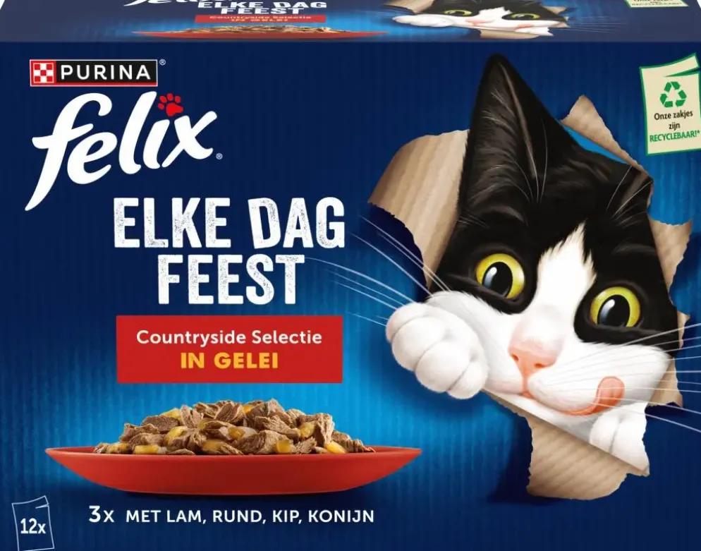 FELIX Elke Dag Feest Countryside Selectie in Gelei kattenvoer 12x85g