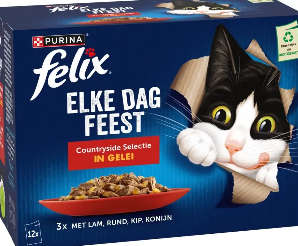 FELIX Elke Dag Feest Countryside Selectie in Gelei kattenvoer 12x85g
