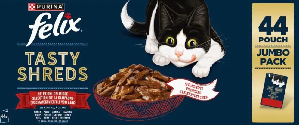 FELIX Heerlijke Reepjes Farm Selectie in Saus kattenvoer 44x80g