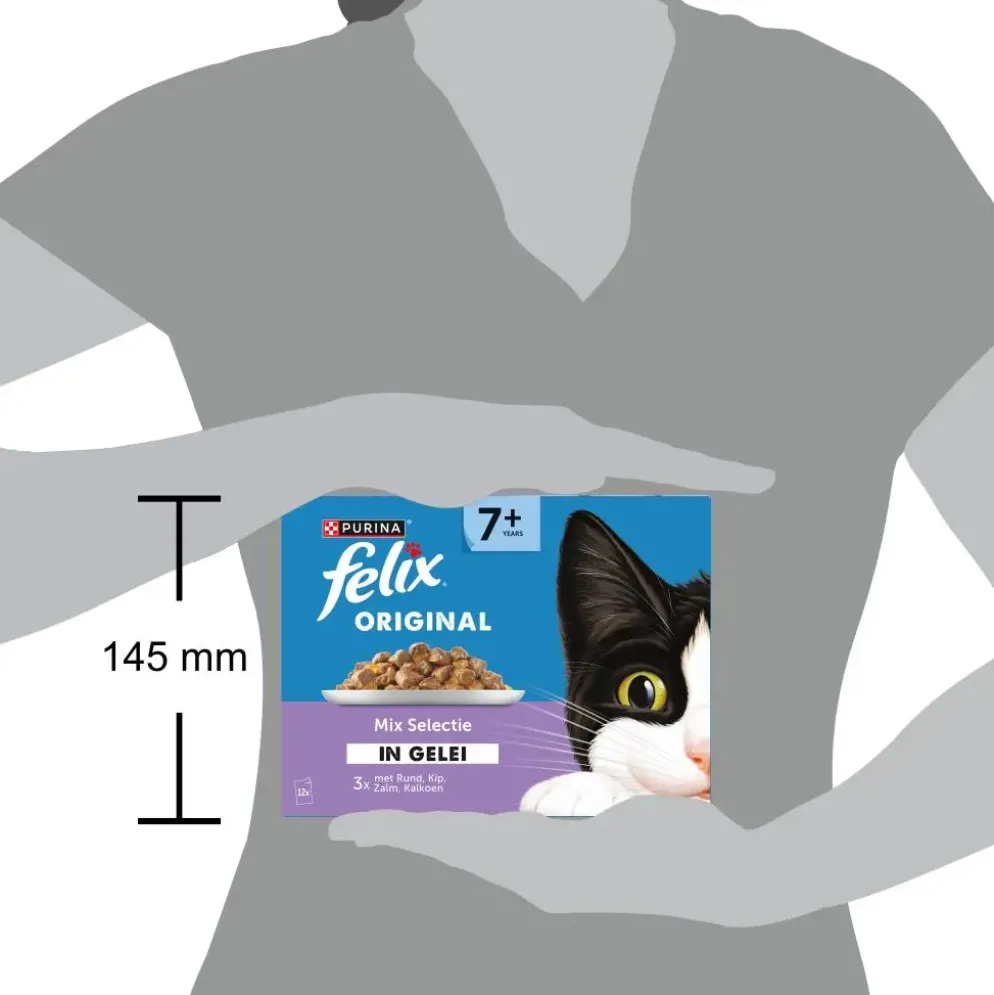Felix Original Senior 7+ mix selectie in gelei rund, kip & kalkoen 12 x 85g