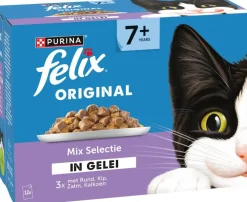 Felix Original Senior 7+ mix selectie in gelei rund, kip & kalkoen 12 x 85g