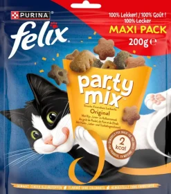 FELIX Party Mix Original met Kip-, Lever- en Kalkoensmaak kattensnacks 200g