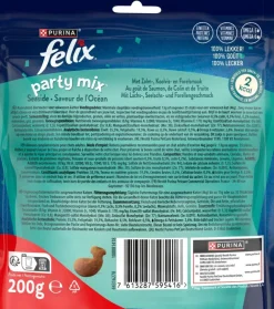 FELIX Party Mix Seaside met Zalm-, Koolvis- en Forelsmaak kattensnacks 200g