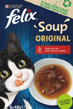 Felix Soup Original rund, kip & lam 6 x 48g