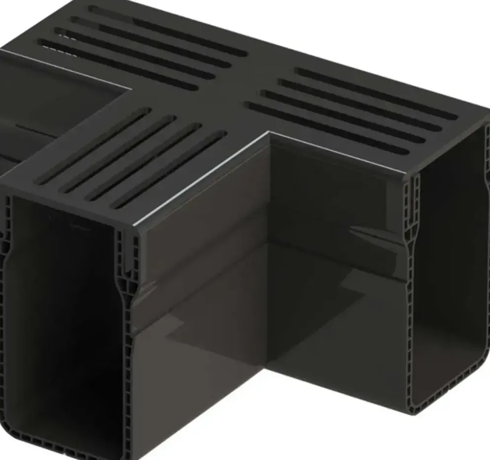Gardenlux Garden Drain T-stuk Zwart aluminium 18,2x6,5x10,4 cm