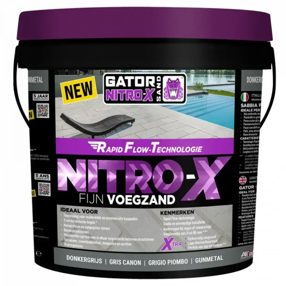 Gator nitro x fijn donkergrijs voegmortel 12,5 kg emmer