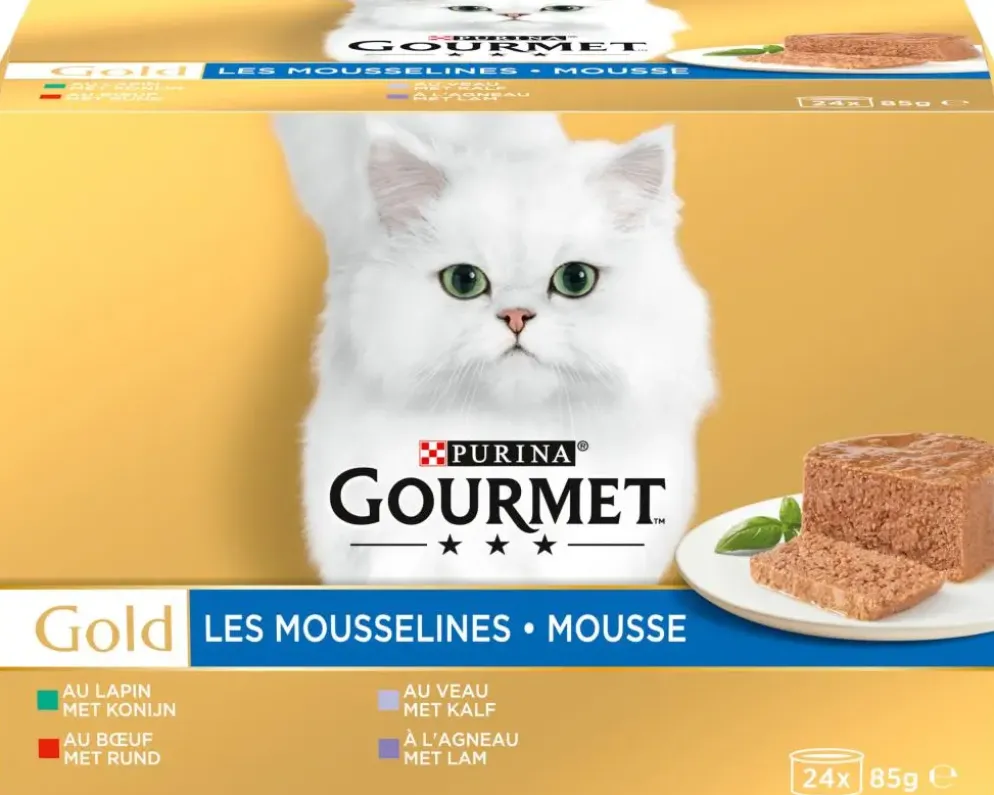Gourmet Gold mousse multipack rund, konijn, kalf, lam 24 x 85g
