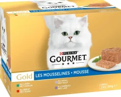 Gourmet Gold mousse multipack rund, konijn, kalf, lam 24 x 85g