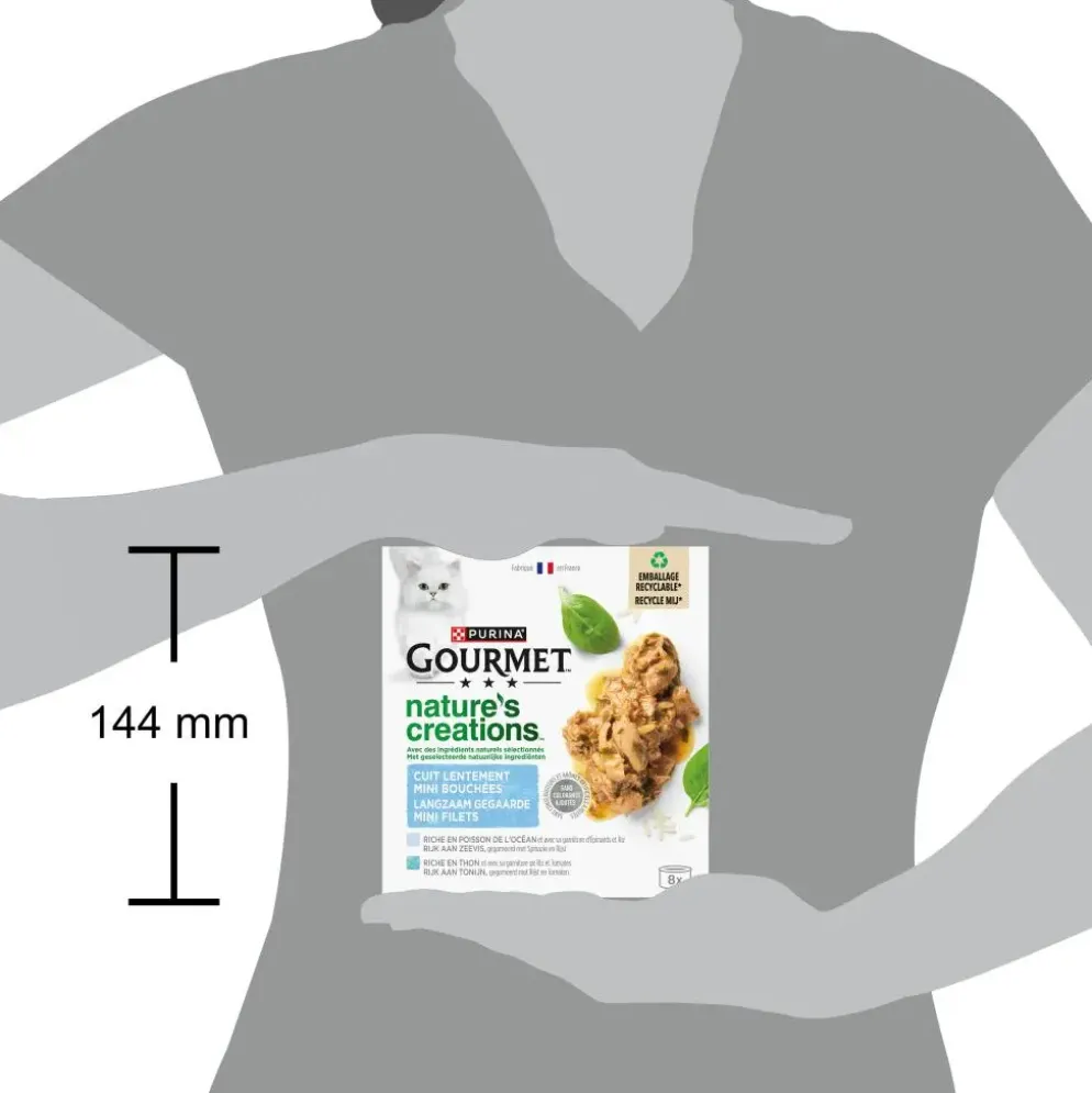 GOURMET Nature's Creations Mini Filets Rijk aan Zeevis, Tonijn kattenvoer 8x85g