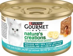 GOURMET Nature's Creations Mousse met een Hart van Saus, Rijk aan Kabeljauw met pastinaak, nat kattenvoer, 85g