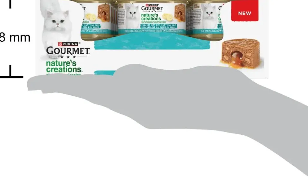 GOURMET Nature's Creations Mousse met een Hart van Saus, Rijk aan Kabeljauw met pastinaak, nat kattenvoer, 85g