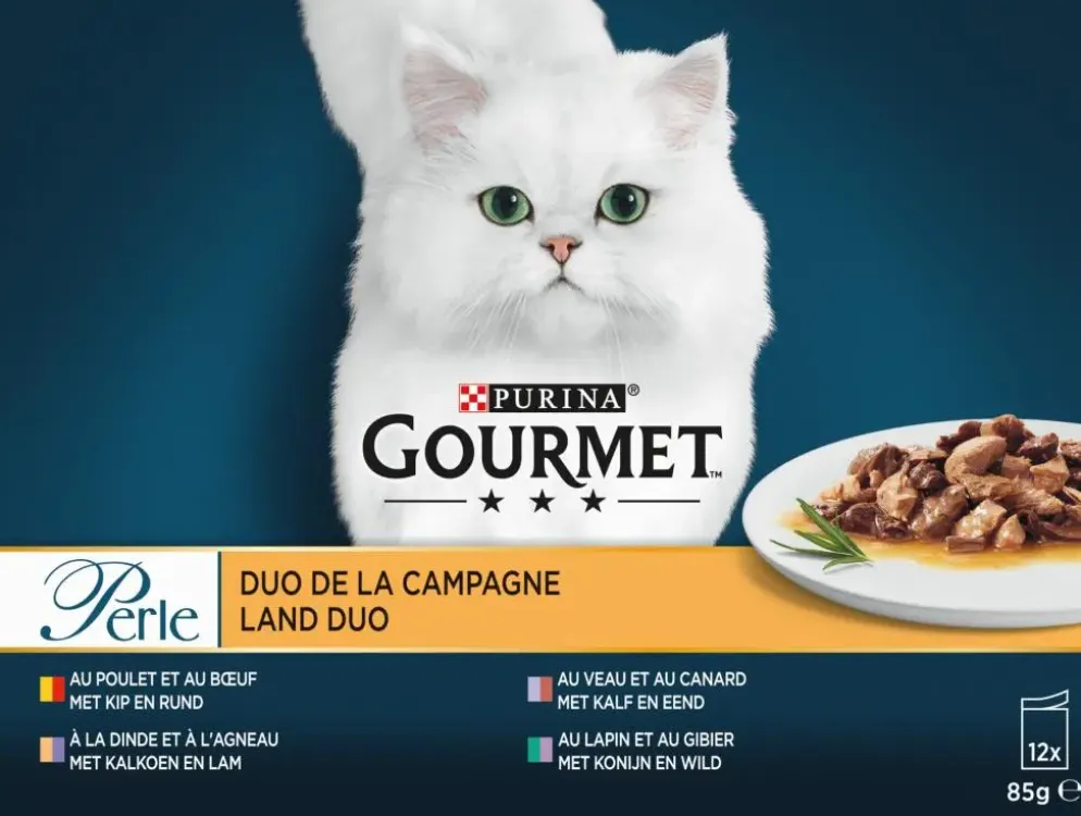 Gourmet Perle Land Duo Kip, Kalf & Kalkoen kattenvoer
