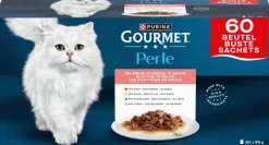 GOURMET Perle Mini Filets in Saus met Rund, Kip, Konijn, Zalm kattenvoer 60x85g