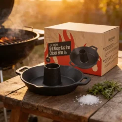 Grill master cast iron chicken sitter