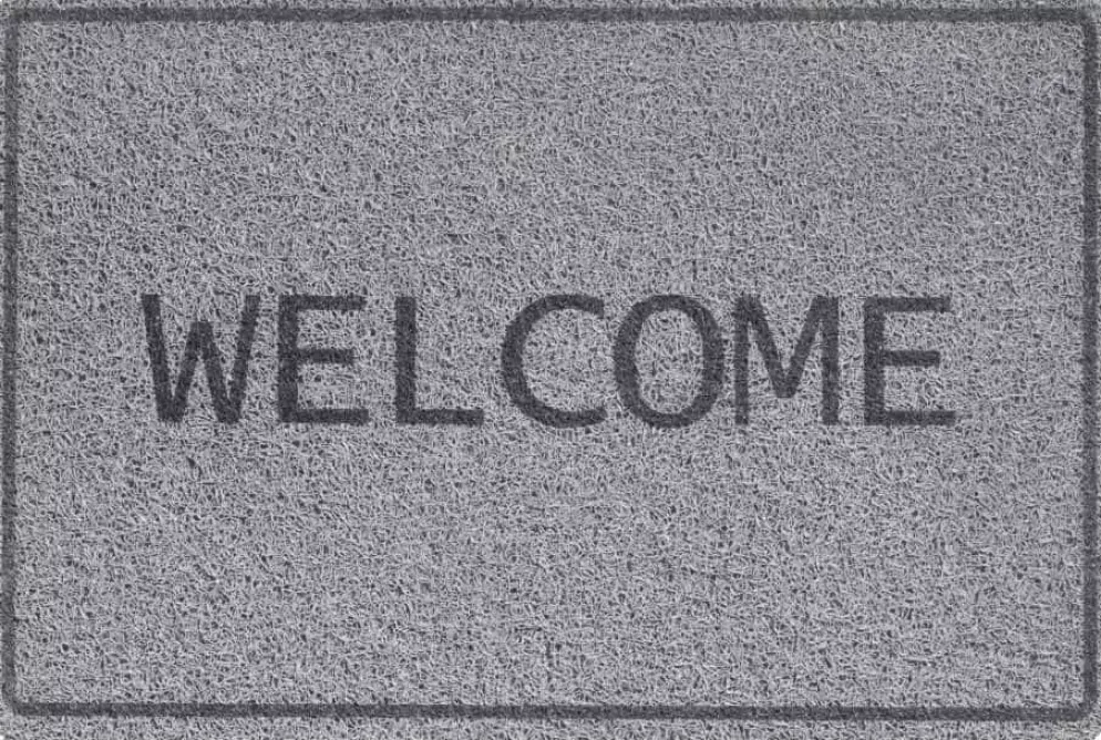 Hamat deurmat Curly welcome 40x60cm grijs