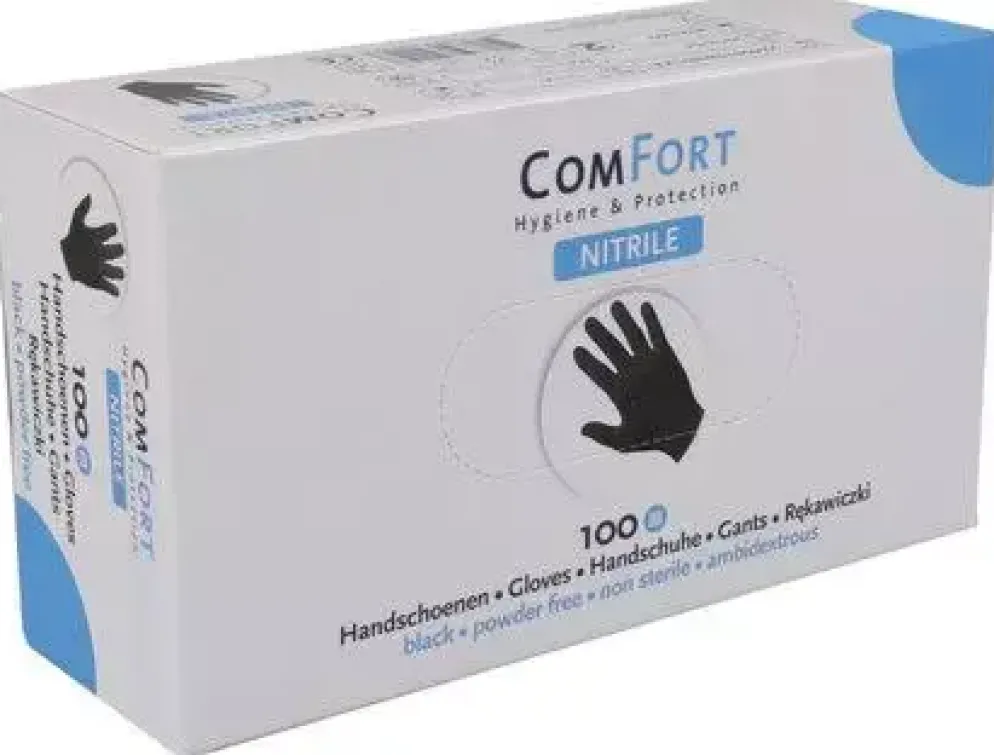 Handschoenen nitril zwart maat L 100st