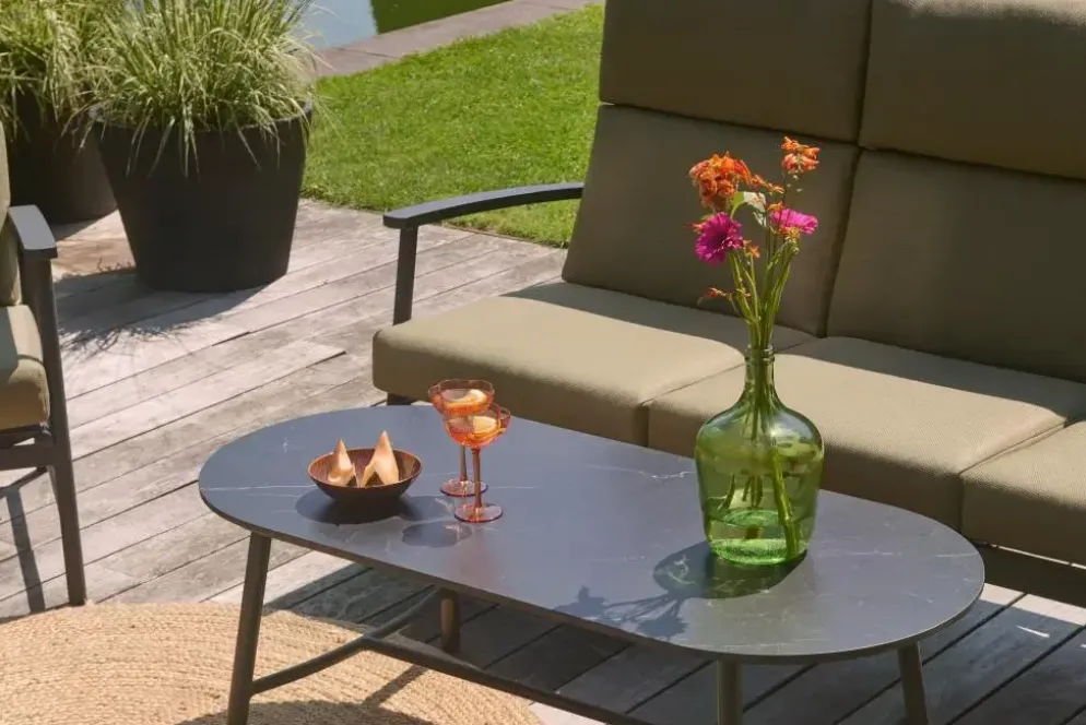 Hartman lounge tuintafel flora ceramic 130x60x42cm charcoal