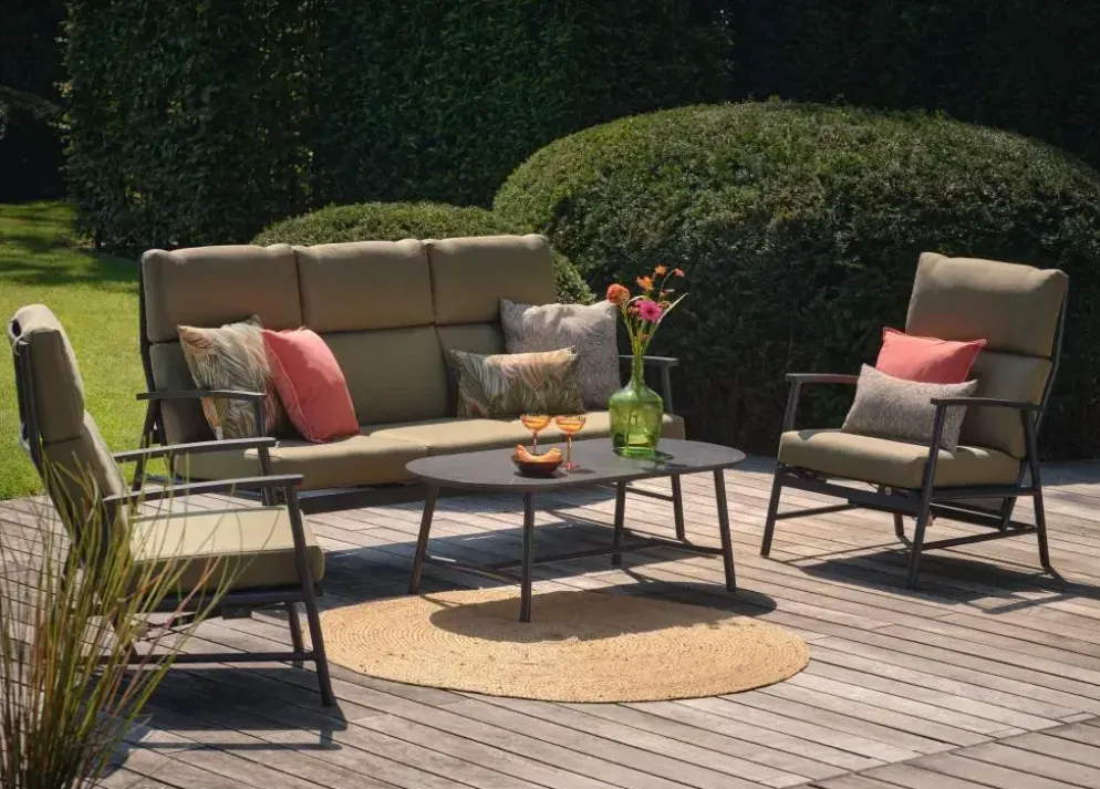 Hartman lounge tuintafel flora ceramic 130x60x42cm charcoal