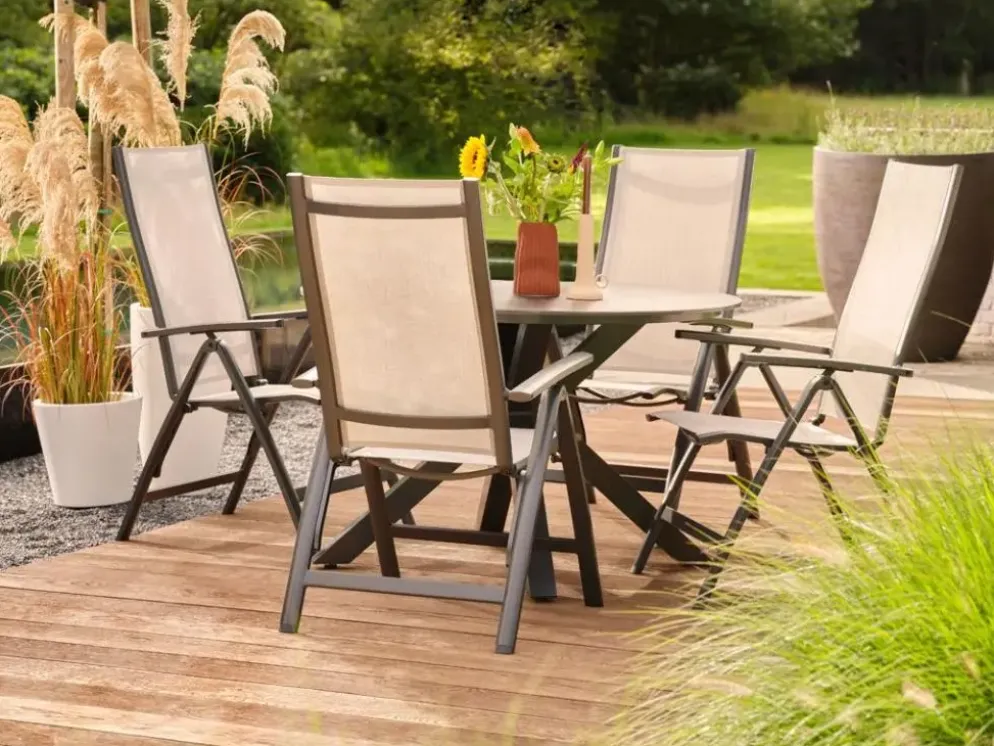 Hartman verstelbare dining tuinstoel troy antraciet, sand