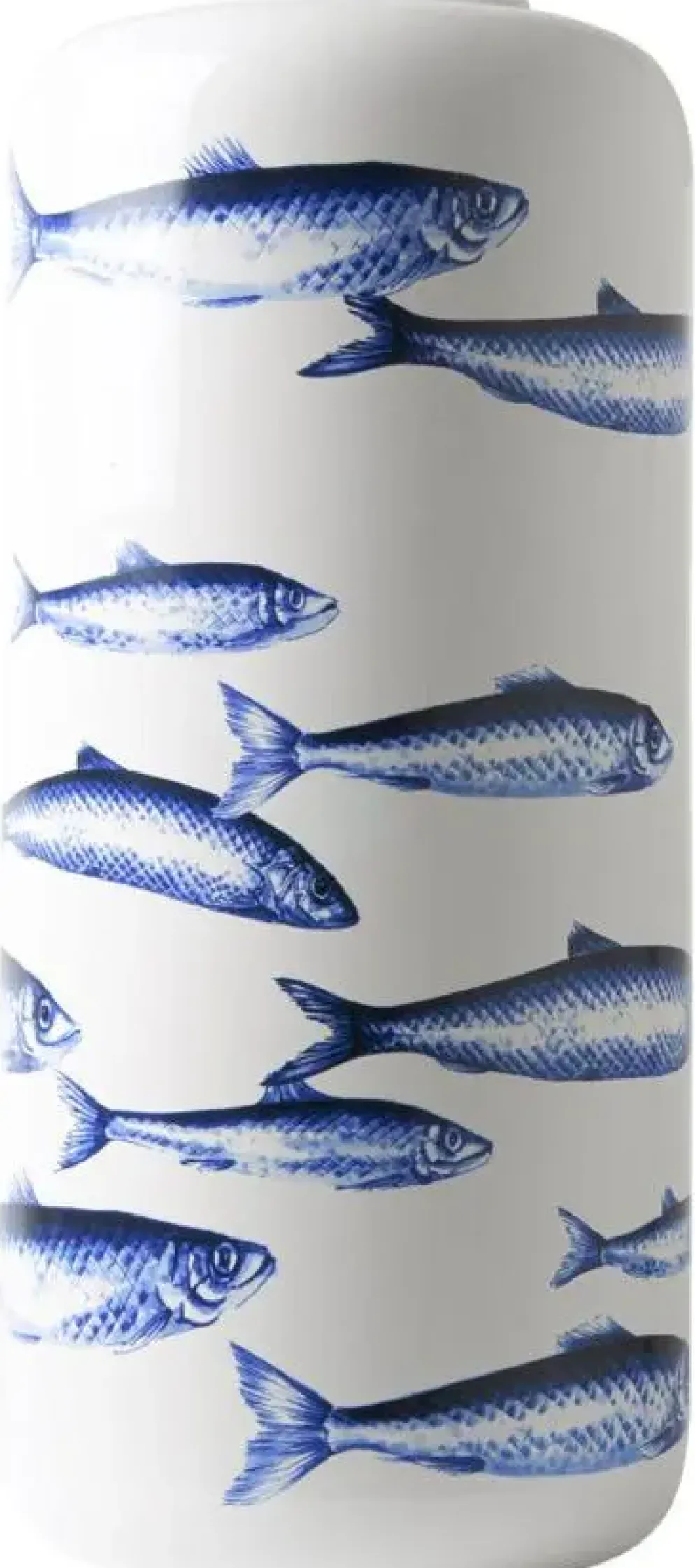 Heinen Delfts Blauw cilindervaas keramiek vissen 14x31cm delfts blauw