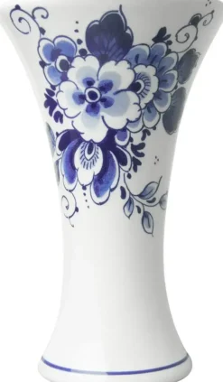 Heinen Delfts Blauw kelkvaas keramiek bloemen 11x17.5cm delfts blauw