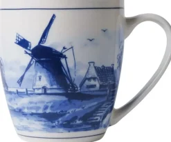 Heinen Delfts Blauw koffiekopje keramiek molen 7.5x8.5cm delfts blauw