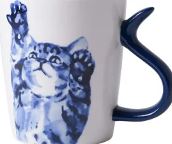 Heinen Delfts Blauw mok keramiek kattenstaart ontdekken 8.5x9.5cm delfts blauw
