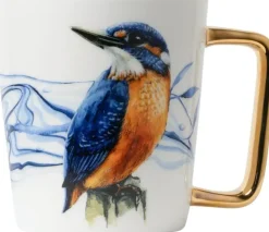 Heinen Delfts Blauw mok keramiek ijsvogel 8.5x9.5cm delfts blauw