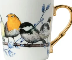 Heinen Delfts Blauw mok keramiek bosvogels 8.5x9.5cm delfts blauw
