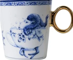 Heinen Delfts Blauw mok keramiek redmer hoekstra sterrenbeeld ram 8.5x9.5cm delfts blauw