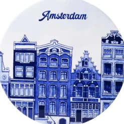 Heinen Delfts Blauw onderzetter keramiek amsterdam 18x1cm delfts blauw