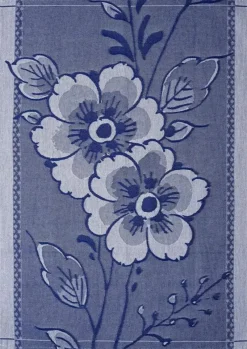 Heinen Delfts Blauw theedoek bloem 70x50cm delfts blauw