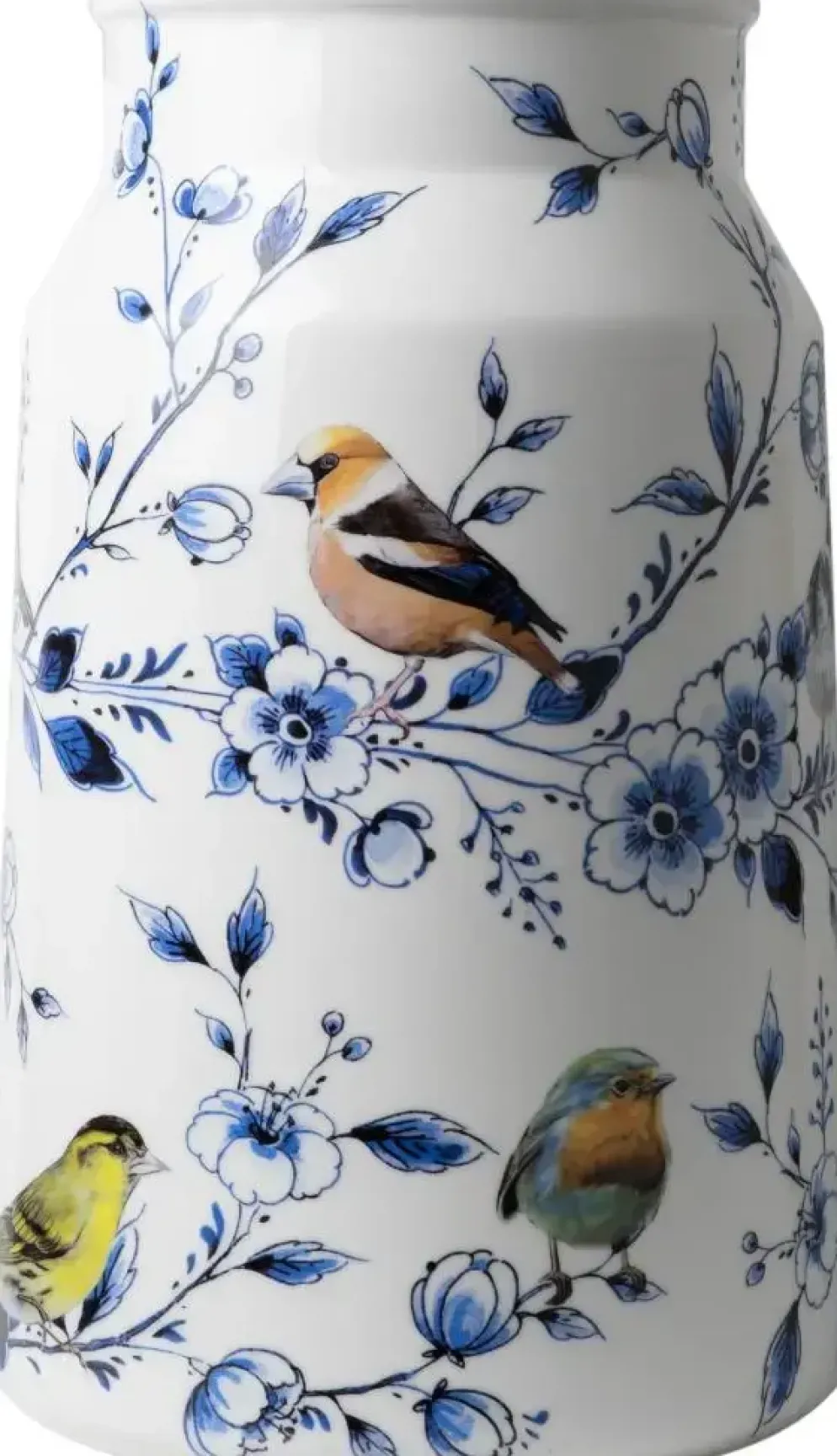 Heinen Delfts Blauw vaas melkbus keramiek bosvogels 19x30cm delfts blauw