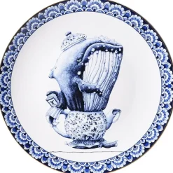 Heinen Delfts Blauw wandbord keramiek walvis 31cm delfts blauw